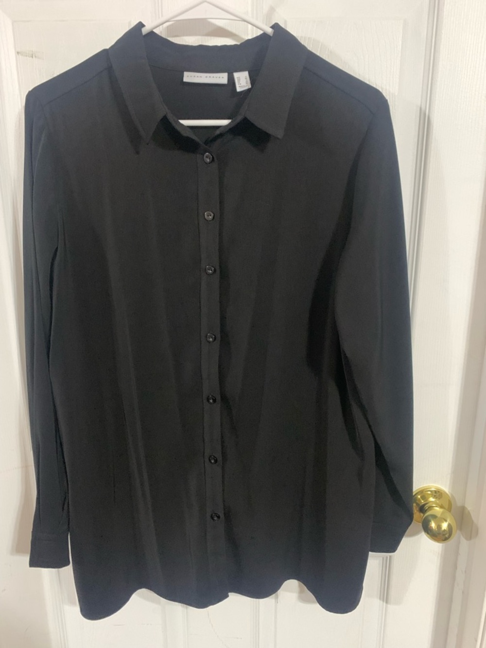 Susan Graver Black Collared Blouse